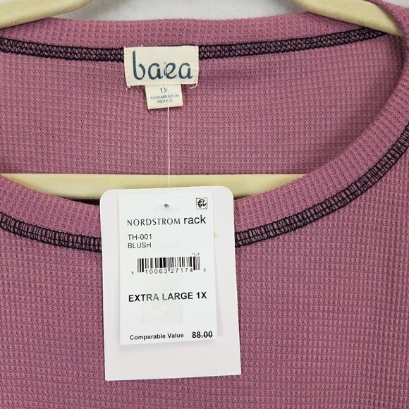 NEW Baea Size 1X Waffle Knit top in Blush with Contrasting Sleeves Boho NWT $88 - Picture 5 of 8